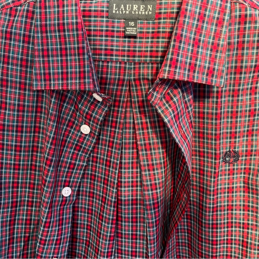 Ralph Lauren Red and Green Checkered Men's Shirt